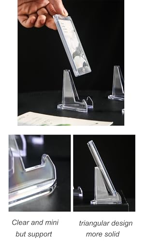 50 Packs Card Display Stand, 2.2 inch Acrylic Easel Mini Card Stand for Sports Graded Trading Baseball Football Card
