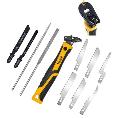 TOOLAN: 10-In-1 Model Craft Hand Saw & File Set. DIY Mini Razor Saw&File Kit for Handcrafted, Modeling, Plastic, and Other Fine Cutting, Reliable Blade Quick Change Mechanism - color: 10-in-1 Craft Hand Saw
