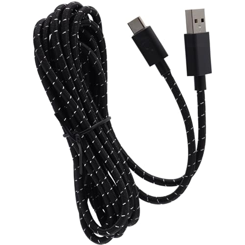 Deal4GO 9FT Durable Braided USB C Type Charging Cable Cord Replacement for Xbox Elite Series 2|Series X S|PS5|Switch Pro Controller, Black & White