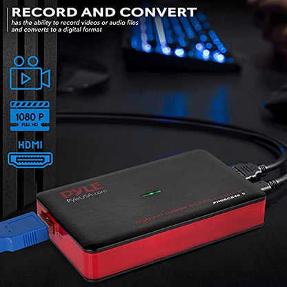 PyleUsa Capture Card Device, 4K HDMI Video Capture Card, 1080P 60FPS, HDMI to USB 3.0 Capture Card for Live Streaming Work with Camera, USB, SD, PC, DVD, Xbox One, Xbox 360, PS4, PS3 and Wii-PHDRCB48
