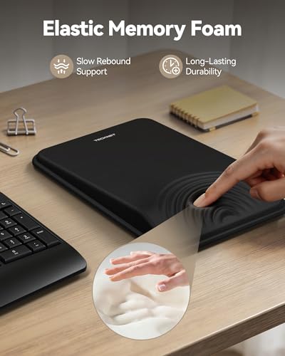 TECKNET Ergonomic Mouse Pad with Wrist Rest, Mousepad with Wrist Support with Built-in Memory Foam and Ergonomic Slope Design Relieves Carpal Tunnel Syndrome Pain,Mouse Pads for Office Gaming - color: Black