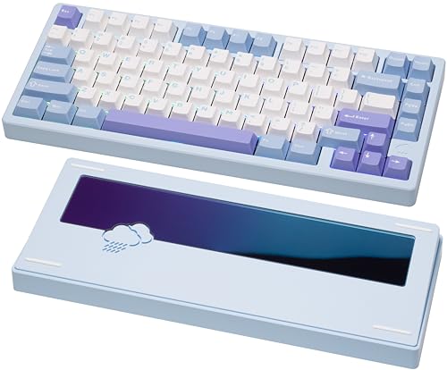 KEEBMONKEY WOBKEY Rainy 75 CNC Aluminum HMX/JWK/Cocoa Switches Triple-Mode Connectivity Mechanical Keyboard with Superior Acoustics, RGB/PP/Gradient Glass/3500mAh/Violet Switch (Standard - Blue) - style: Standard - Blue
