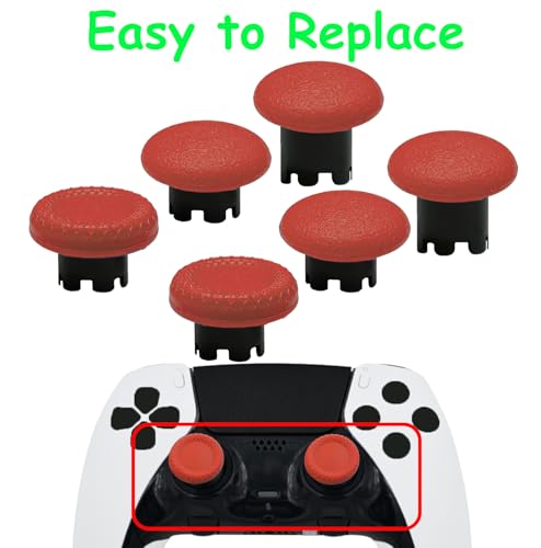6 Pack Interchangeable Thumbstick Caps for PS5 DualSense Edge Controller Joysticks, DualSense Edge Controller Swappable Thumbsticks Replacement for PS5 Edge Controller (Red) - color: Red