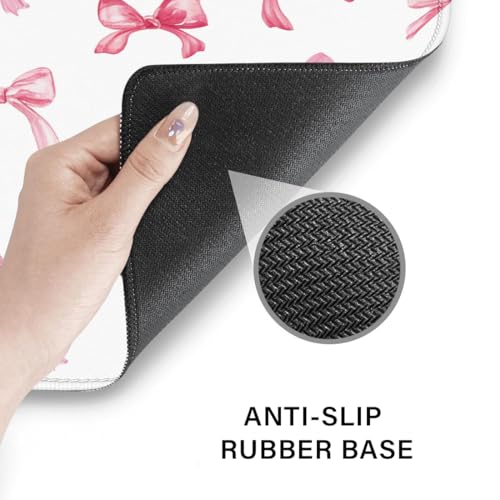 Desk Pad and Keyboard Wrist Rest, Large Mouse Pad + Keyboard Pad+Mouse Wrist Support, Non-Slip Desk Mat Protector for Office, Home 31.5×11.8 Inches Pink Bow - color: Pink Bow
