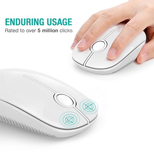 VssoPlor Wireless Mouse, 2.4G Slim Computer Laptop Mouse, Pure White | Portable Mouse, Plug & Play USB Nano Receiver, Quiet Silent Optical Mice for Notebook, PC, Laptop, Computer, Windows, Mac - color: White