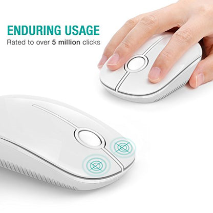 VssoPlor Wireless Mouse, 2.4G Slim Computer Laptop Mouse, Pure White | Portable Mouse, Plug & Play USB Nano Receiver, Quiet Silent Optical Mice for Notebook, PC, Laptop, Computer, Windows, Mac - color: White