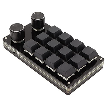 VBESTLIFE One Handed Macro Mechanical Keyboard, 12Keys USB Programmable Keyboard with 2 Knob, Multifunctional Mechanical Gaming Keypad, Blue Switch