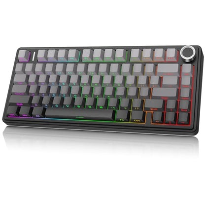 Aula F75 Wireless Mechanical Keyboard, 75% Gasket Mount Hot Swappable Gaming Keyboard with Knob, Creamy Sound Pre-lubed Linear Switches, Tri-Mode BT/2.4G/USB-C RGB PBT Keycaps for PC Mac - color: Gradient Black