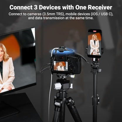 NEEWER CM28 PRO Wireless Lavalier Lapel Microphone System with Charging Case 48KHz 16 Bit Uncompressed Audio Noise Canceling 4GB Storage 9Hrs Recording Compatible with iPhone iPad Android Camera PC - style: CM28 Pro