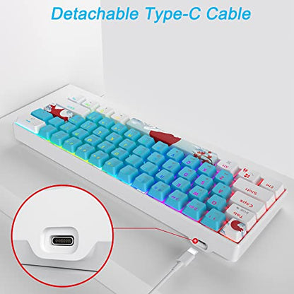 Fogruaden 60% Mechanical Keyboard, 61 Keys Gaming Keyboard, RGB Backlit, Compact 60 Percent Wired Keyboard for Win/Mac PC Gamer, Easy to Carry on Trip (Blue,Blue Switch) - color: Blue/ Blue switch