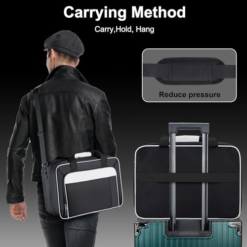 GDNasist Carrying Case Compatible with PS5/PS5 Pro/PS5 Slim, White | Travel Thickened Protective Bag Compatible with Playstation 5 Console, Headset, PS5 Controller, Game Discs and Accessories - color: White