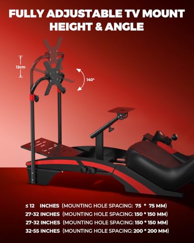 RACGTING Racing Simulator Cockpit with TV Monitor Stand for G PRO Racing Wheel/G29/G920/G923, for Thrustamster T300RS/TS-PC/TS-XW Racer, for FANATEC CSL DD/GT DD Pro/ClubSport DD/DD+
