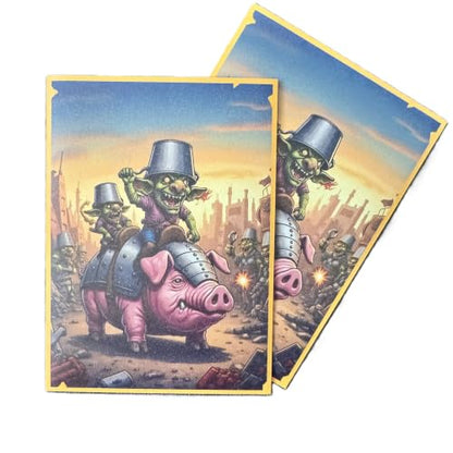 Foxtrot Designs TCG Art Card Sleeves, Goblin Themed - 100 Count Card Protectors with Matte Textured Back - Compatible with Magic The Gathering and Other TCGs & LCGs (Hog Goblin) - color: Hog Goblin