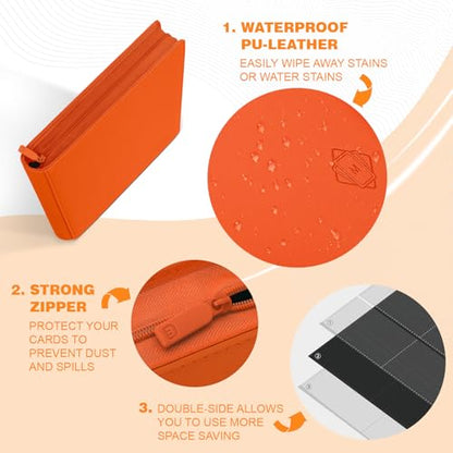 Premium Card Binder 16 Pocket,Trading Card Binder Holds up to 1000+Cards Sturdy Card Collection Album, Card Holder Folders for MTG, TCG, Game Cards & Sports Cards - color: 16 Orange