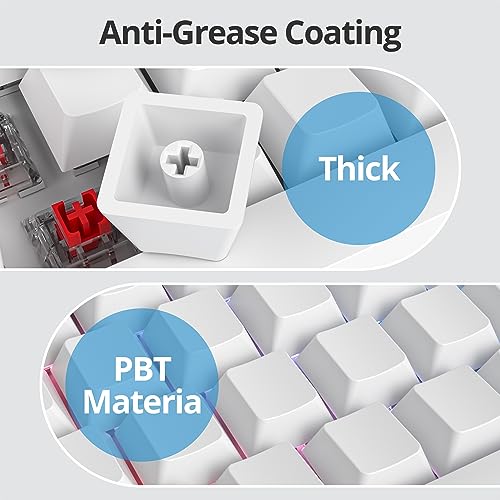 128 Key Blank Keycaps, Thick PBT, Custom Gaming Keycaps, Minimalist White Keycap for US/ISO Layout 60% 65% 75% Mechanical Keyboard(White) - color: White without engraving