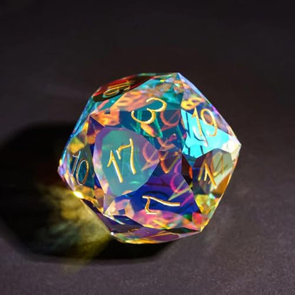 UDIXI 30mm D20 Prism Glass Dice Large Glass D20 Dice for RPG Tabletop Games | Multifaceted-Cut, Premium Gift Box, DM Gift, for Dungeons and Dragons Role Playing Games - color: D20 Glass Multifaceted