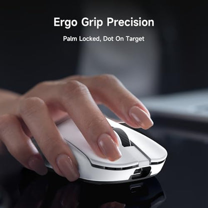 MCHOSE L7 Ultra+ Wireless Gaming Mouse, Lightweight 48g, Ergonomic Mouse with 42K DPI, PAW3950, Optical Switch, 20000 FPS, Dual 8K Polling, 7 Programmable Buttons, 3-Mode Connect, PC/Mac - White - color: White