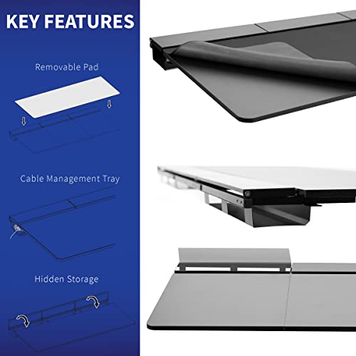 VIVO Black 71 x 30 in Standing Desk, DESK-KIT-1B6-P3B-71 | Electric, Holds 220 lbs, Sit Stand, Height Adjustable, Cable Tray, Full-Size Mouse Pad, Office Furniture, Black Frame - color: Black Top / Black Frame, size: 71 x 30
