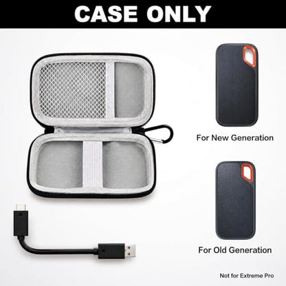 Hard Case Compatible with SanDisk 500GB/ 1TB/ 2TB/ 4TB Extreme Portable SSD - Up to 1050MB/s - USB-C, USB 3.2 Gen 2 - External for Solid State Drive. Carrying Travel Holder for USB Cables (Box Only) | Protective Storage Bag Fits for SanDisk 500GB/ 1TB/ 2T