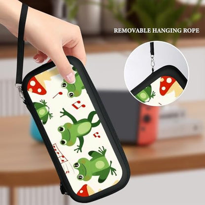 Portable Game Carrying Bag Compatible with Switch, Hard Shell Shockproof Case Cute Frog Mushroom Protective Storage Holder Pouch with 15 Game Cartridges - color: Color(89)