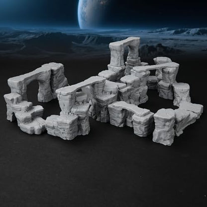 AUSPDICE RPG Terrain The Pit Canyon Scene for 28–32mm DND Campaigns TTRPG | Modular Scenery Set with Rock Bridges, TTRPG Structures, Map Accessories for Characters, Wargame and Roleplay Ready