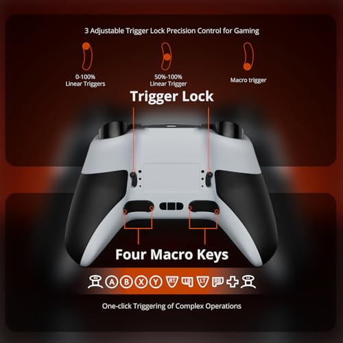 Wireless PC Controller with Hall Effect Joysticks & Triggers, 1000Hz Polling Rate, Trigger Locks, Bluetooth Pro Gaming Controller for PC/Steam/Luna/Tesla - 4 Macros and Turbo, Dynamic RGB, Silver - color: Silver