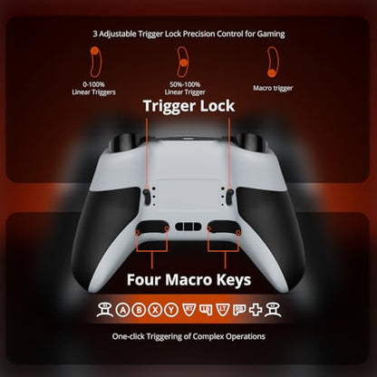 Wireless PC Controller with Hall Effect Joysticks & Triggers, 1000Hz Polling Rate, Trigger Locks, Bluetooth Pro Gaming Controller for PC/Steam/Luna/Tesla - 4 Macros and Turbo, Dynamic RGB, Silver - color: Silver
