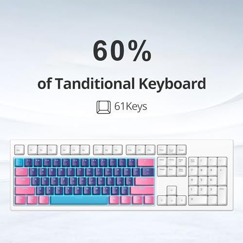 Fogruaden Wired 60% Percent Mechanical Keyboard, RGB Gaming Keyboard 60 Percent, Ultra-Compact 60 Percent Purple Keyboard for Win/Mac PC Gamer, Easy to Carry on Trip (Purple, Red Switch) - color: Purple/Red Switch