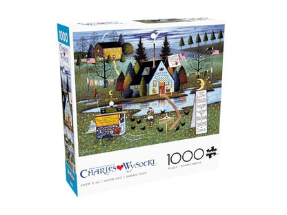 Buffalo Games - Charles Wysocki Know It All - 1000 Piece Puzzle for Adults | Art by Charles Wysocki, Frameable Art, Made in USA, Recycled Board, Includes Poster, Challenging, intermediate to expert - color: Know It All