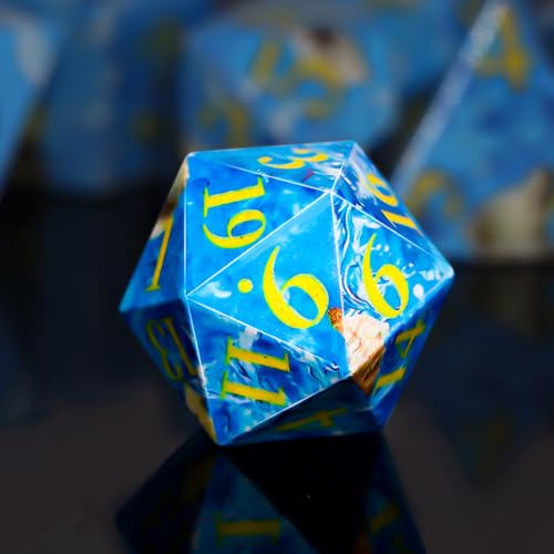Conch DND Dice Set, 7PCS UV Printed Sharp Edge Acrylic Dice with Metal Gift Box, Lightweight Precision Design for Dungeons & Dragons Players