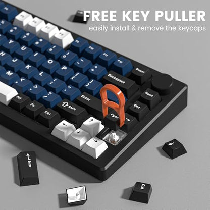 dagaladoo Double Shot PBT keycaps Set, Cherry Profile Keyboard Keycaps | 138-keys retro key caps full size,Custom keycaps for 60% 65% 75% 100% Cherry-MX switch Mechanical Keyboard（White/Black/Blue) - color: Black/Blue/White