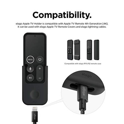 elago Universal Remote Holder Mount Compatible with Apple TV Remote and All Other Remote Controls - Adhesive Tape or Screw Mounting Options, Available Wired Charging [Small] [1st Gen] [Black] - color: Black, size: Small - 1 Gen