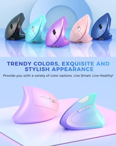 Lekvey Ergonomic Mouse, Vertical Wireless Mouse Rechargeable 2.4G USB Optical Carpal Tunnel Mice : 3 DPI 800/1200/1600 Levels 6 Buttons, for Laptop, PC, Mac, Computer, Desktop, Notebook etc, Blue - color: Blue