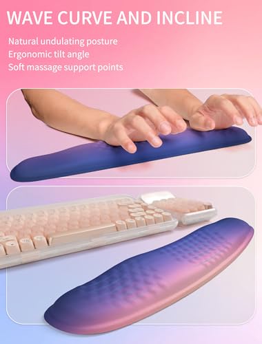 Hokafenle 2in1 Combination, Wave Keyboard Wrist Rest and Ergonomic Curvature Mouse Pad Wrist Support for Relieve Wrist Pain, Filled with Soft Cushion Memory Foam, Dawn - color: Dawn