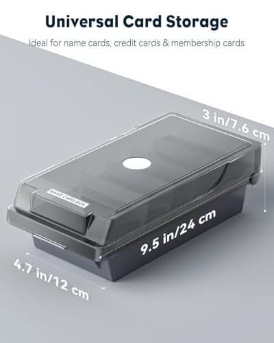 Uniclife Business Card Organizer with Lid & Dividers, 500-Card Capacity | Desktop business card holder and name card storage box with A-Z index tabs for neat sorting, quick viewing and easy access - size: Medium
