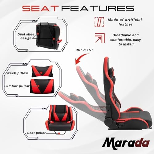 Marada Racing Simulator Cockpit with Gaming Race Seat Fit for Logitech G27 G920 G923,for Thrustmaster T300RS,for Fanatec,Steering Wheel Stand, 50mm Large Round Tube&More Stable No Wheel Pedal Shifter