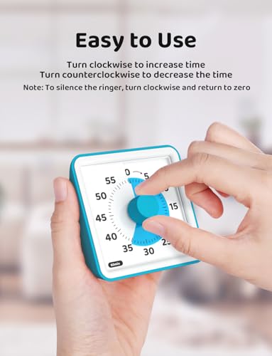 LIORQUE Visual Timer for Kids, 60 Minute Countdown Timer, Dark Blue | Non-Ticking, 3 Volume Levels, Timer for Classroom Kitchen Office ADHD, 2 AAA Batteries Included - color: Dark Blue