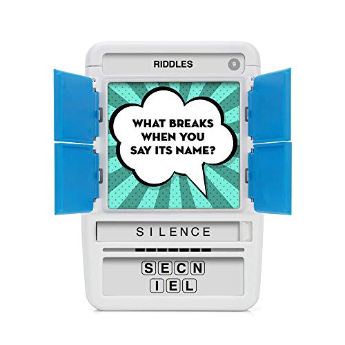 Riddles Travel Game - Guess 100 Riddles | Flash Cards with Slide Reveal Case | Card Game, Gift, Stocking Stuffer | Fun for Kids and Adults | Ages 6+ - style: Riddles