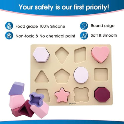 Jispring [100% Silicone] Shape Puzzles for Dementia, Products for Elderly, Cognitive Matching Games, Fidget Sensory Toys for Alzheimers, Dementia Activities for Seniors, Anxiety Relief Tiles - style: Shapes