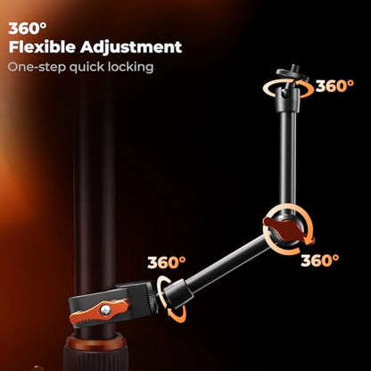 K&F CONCEPT 9.8" Magic Arm Clamp Kit with 1/4" & 3/8" Thread Screw | 360° Ball Heads Camera Mount for Monitor, Flash, LED Light, Microphone, Camera Cage, Action Camera, MS32 - style: 9.8" with Clamp