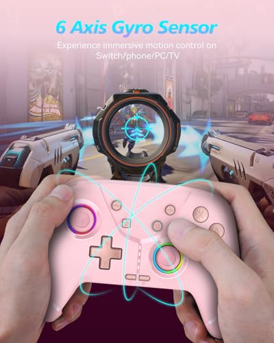 GMBACK Wireless Switch 2 Pro Controller with Loop Macro & Home Wake Up | Turbo Gaming Controller for Nintendo Switch 2/Switch 1/Lite/OLED with HD Rumble, Motion Control, Turbo, 800mAh, Pink - color: Light Pink