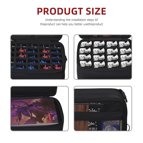 Brappo Travel Bag compatible DND Miniatures, DND Dice, Maps, DM's Guide, and Player's Handbook, For RPG, MTG Tabletop Game Collections(Case Only) (black)