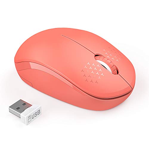 seenda Wireless Mouse, 2.4G Noiseless Mouse with USB Receiver Portable Computer Mice for PC, Tablet, Laptop, Notebook - Living Coral - color: Living Coral