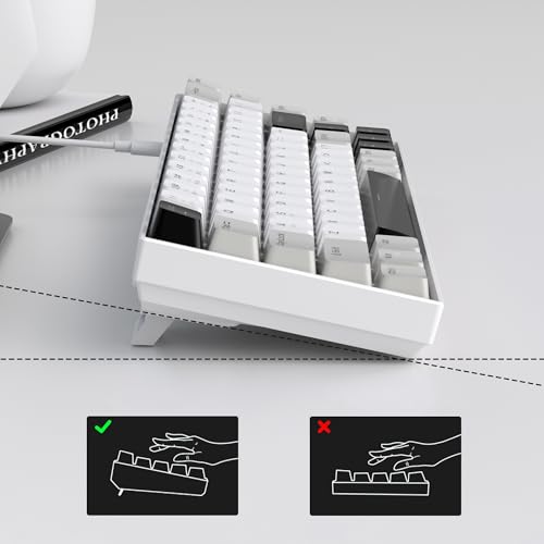 MageGee Portable 60% Mechanical Gaming Keyboard, MK-Box LED White Backlit Compact 68 Keys Mini Wired Office Keyboard with Red Switch for Windows Laptop PC Mac - Grey - color: White Grey/Red Switch
