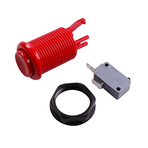 Reyann 6x Happ Type Standard Arcade Push Button - Red - With Microswitch