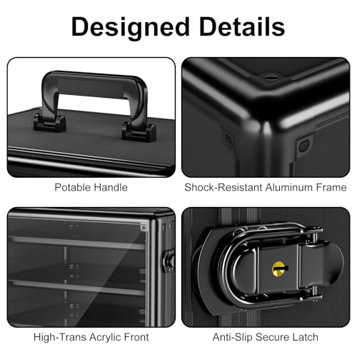 Vitula Miniatures Carrying Case, Large Capacity Miniature Storage Display Cases for Collectibles, with 5 Trays, Portable Figure Display Case for Miniature Storage & Carrying (L)