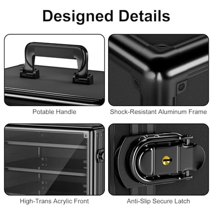Vitula Miniatures Carrying Case, Large Capacity Miniature Storage Display Cases for Collectibles, with 5 Trays, Portable Figure Display Case for Miniature Storage & Carrying (L)