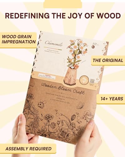 3D Flower Wooden Puzzles for Adults-Chamomile, DIY Wooden Flowers Model Kit Building Set Crafts Birthday Gifts, Artificial Botanical Collection Creative Gift Ideas/Housewarming (101PCS) - style: TW - Chamomile