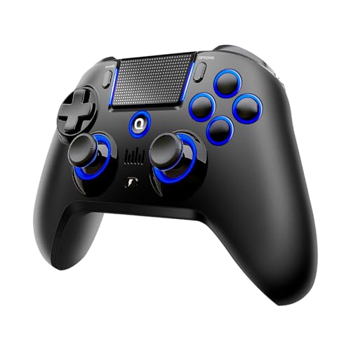 QRD N5 Wireless Controller for PS4 Pro Slim PS3 PS2 Steam Deck PC, Halleffect Gamepad Joystick with 3.5mm Audio Port+Speaker+Mic, Macro N1+N2, Turbo Speed Up, Spark N5 - color: PS4 Wireless Controller