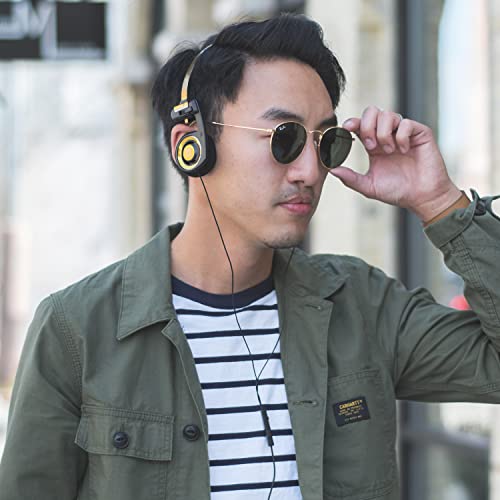 Koss Porta Pro Limited Edition Retro Style On-Ear Headphones, Black Gold | In-Line Microphone, Volume Control and Touch Remote, Includes Hard Carry Case, Wired 3.5mm Plug - color: Black Gold